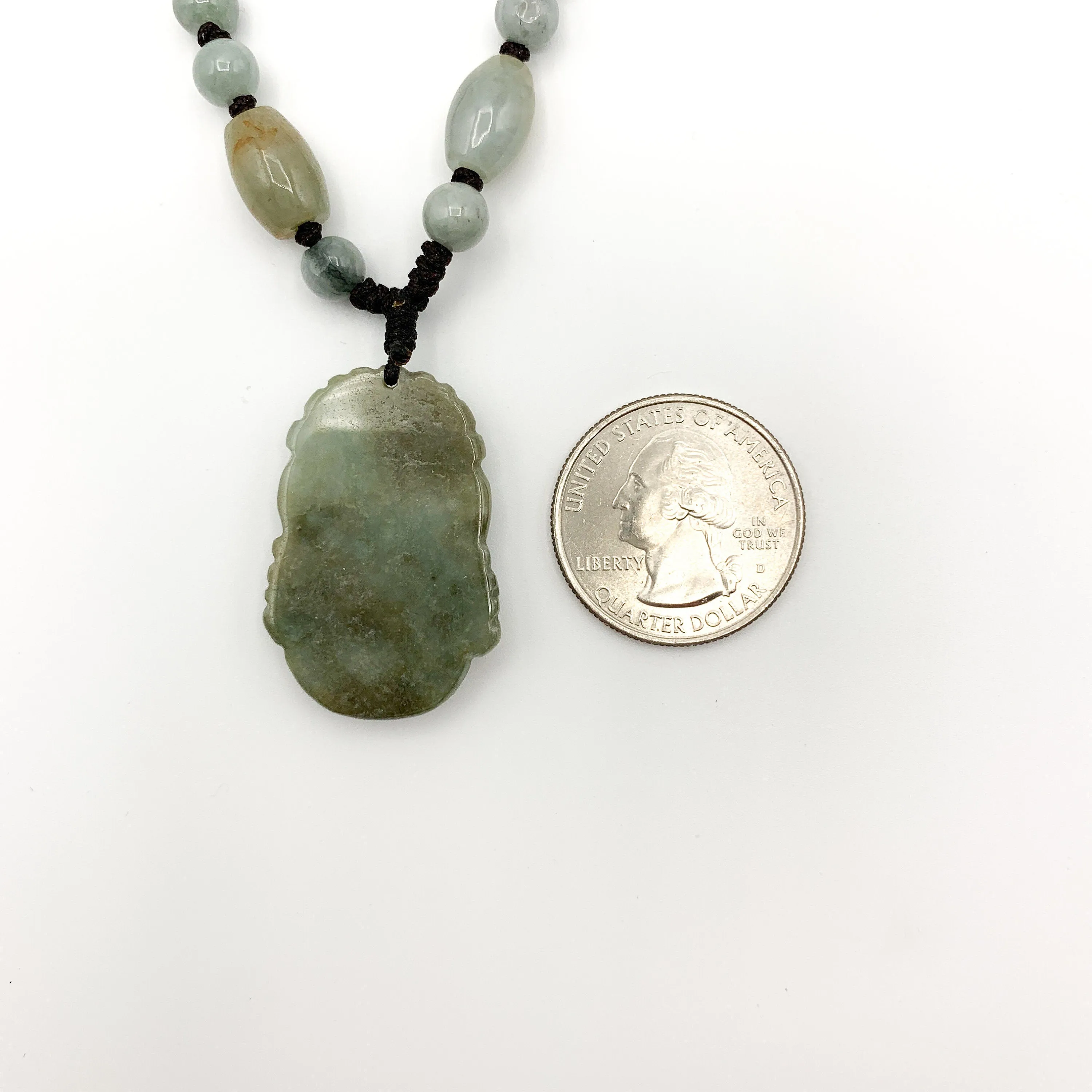 Jadeite Jade Pig Boar Chinese Zodiac Carved Rustic Pendant Necklace, YW-0110-1645917423