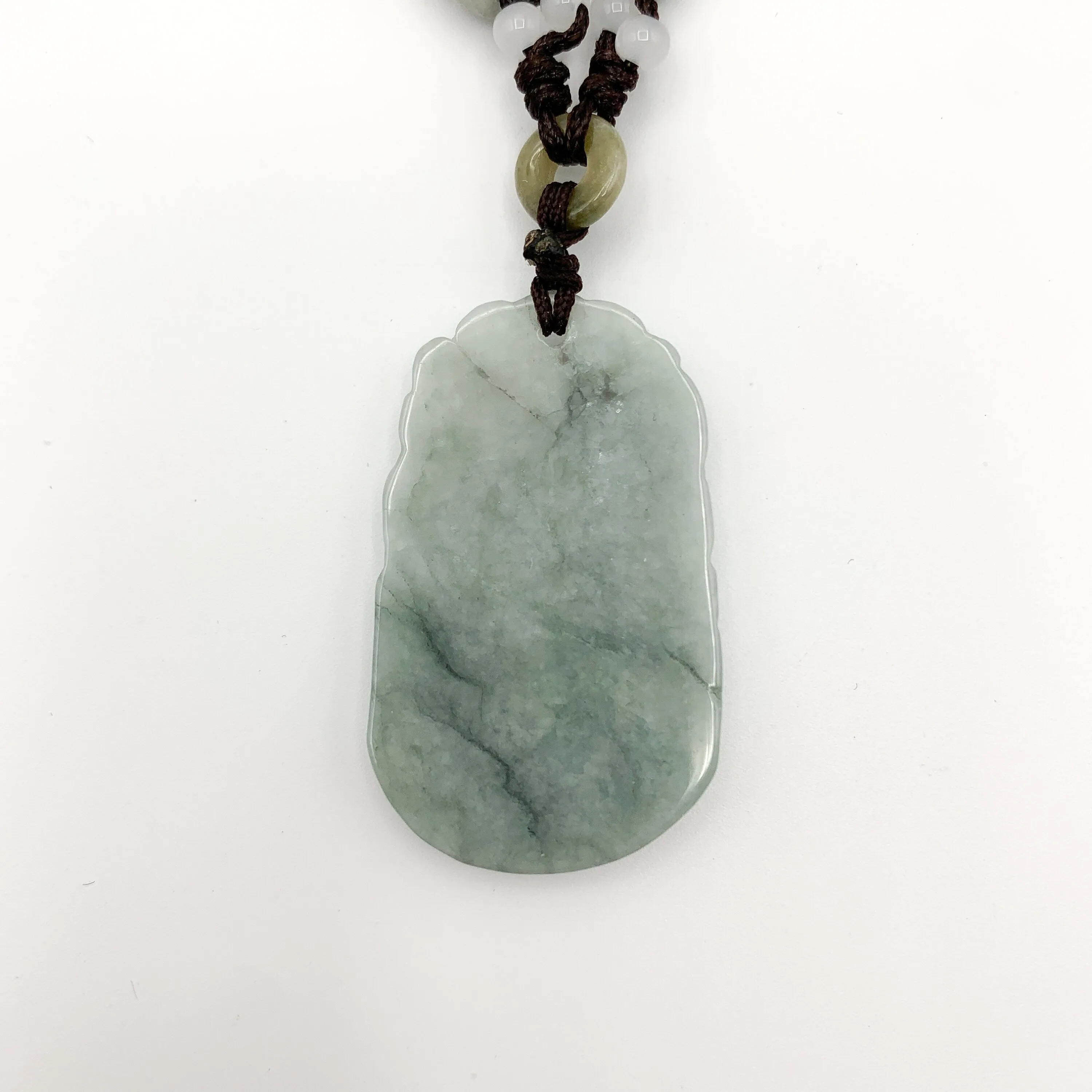 Jadeite Jade Pig Boar Chinese Zodiac Carved Rustic Pendant Necklace, YW-0110-1647059891