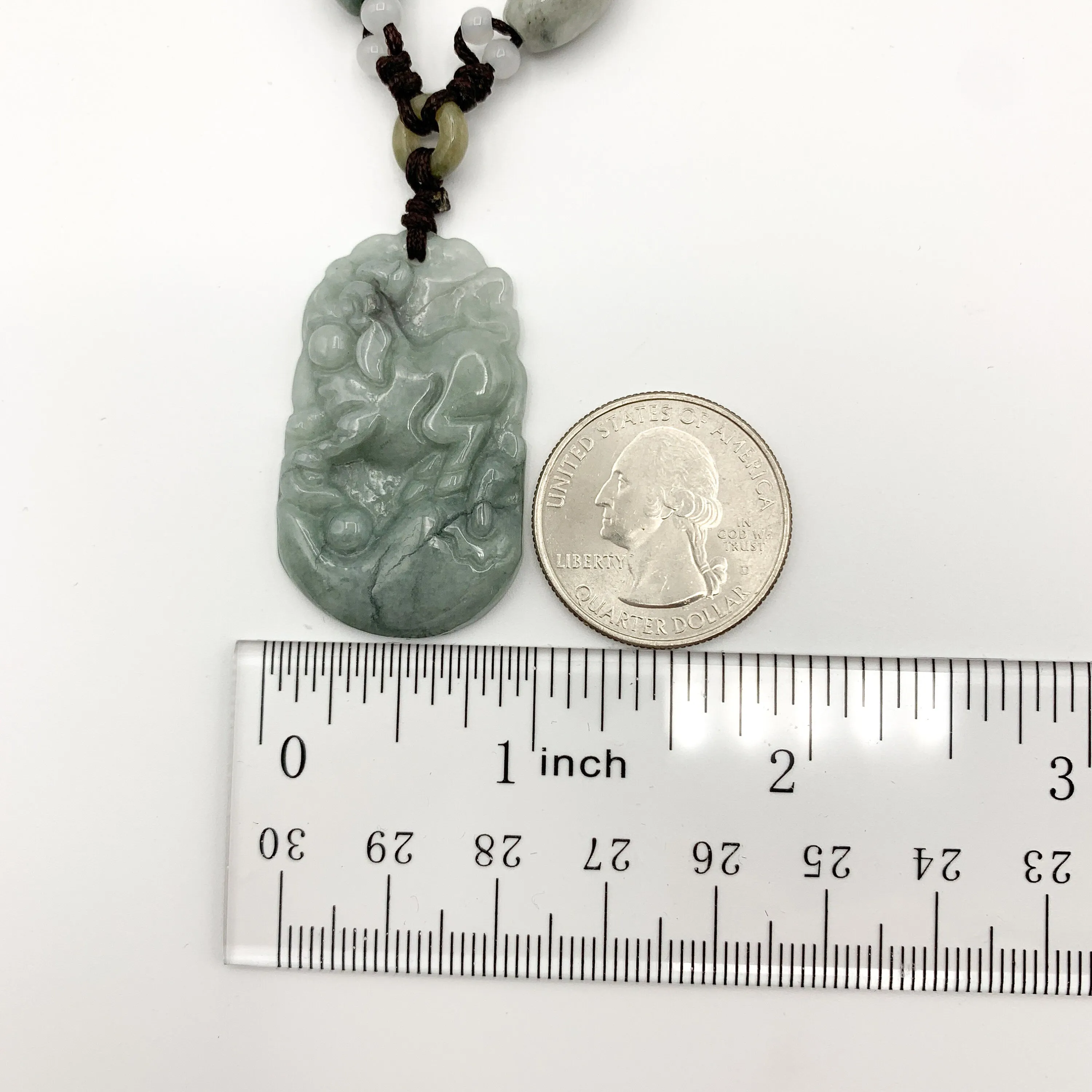 Jadeite Jade Pig Boar Chinese Zodiac Carved Rustic Pendant Necklace, YW-0110-1647059891