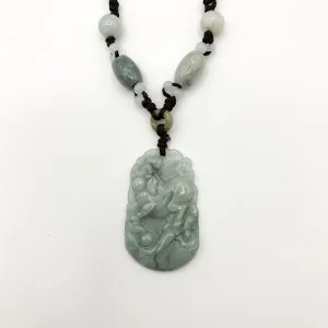 Jadeite Jade Pig Boar Chinese Zodiac Carved Rustic Pendant Necklace, YW-0110-1647059891