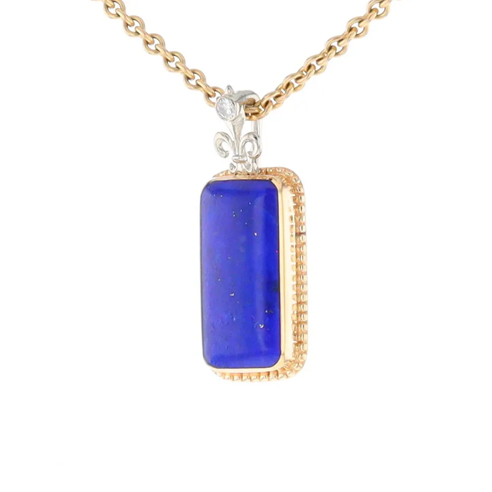 Lapis Milgrain Rectangle Pendant