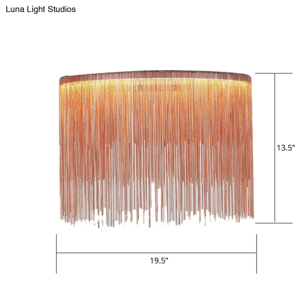LED Chain Fringe Chandelier - Modern Metal Pendant Light for Living Room
