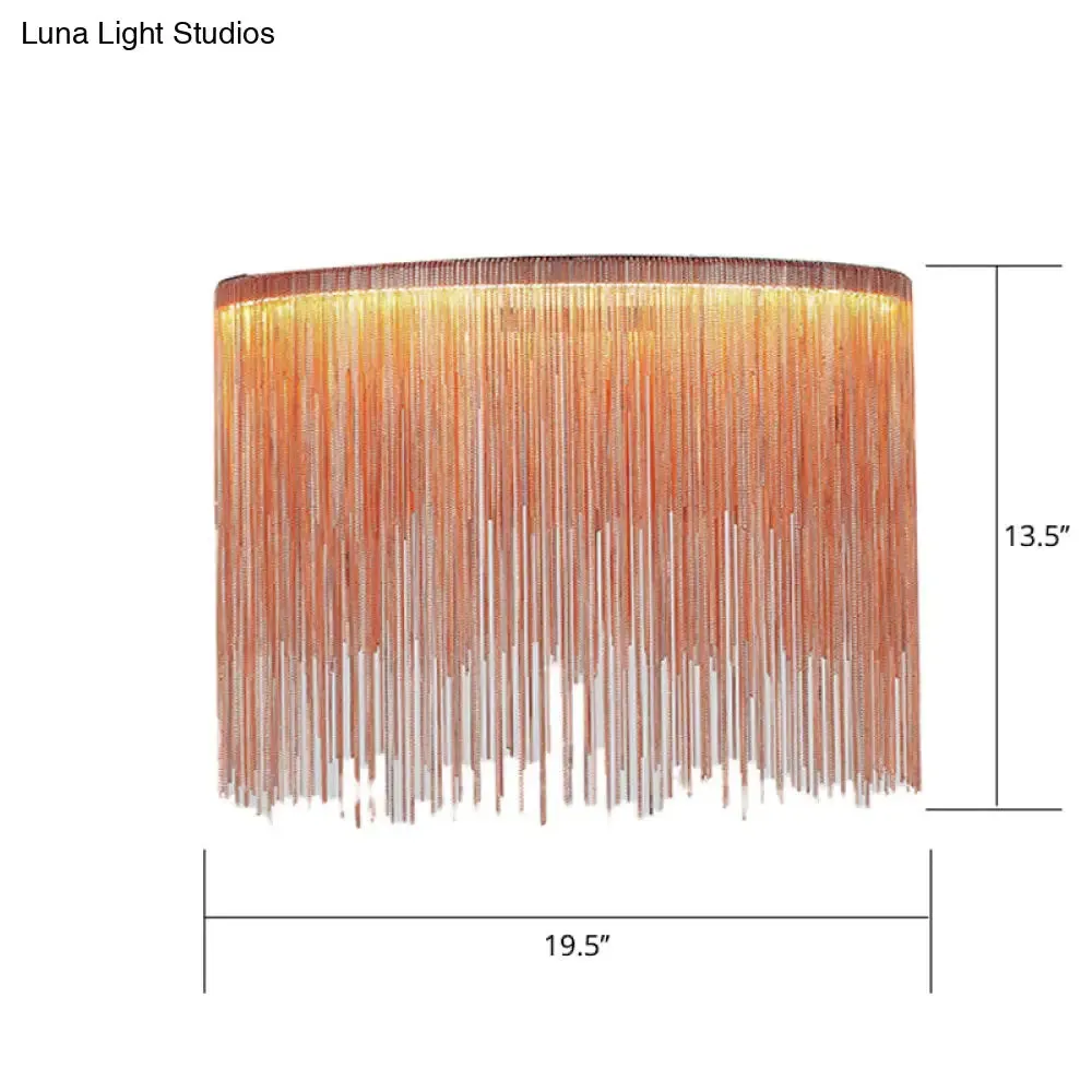 LED Chain Fringe Chandelier - Modern Metal Pendant Light for Living Room