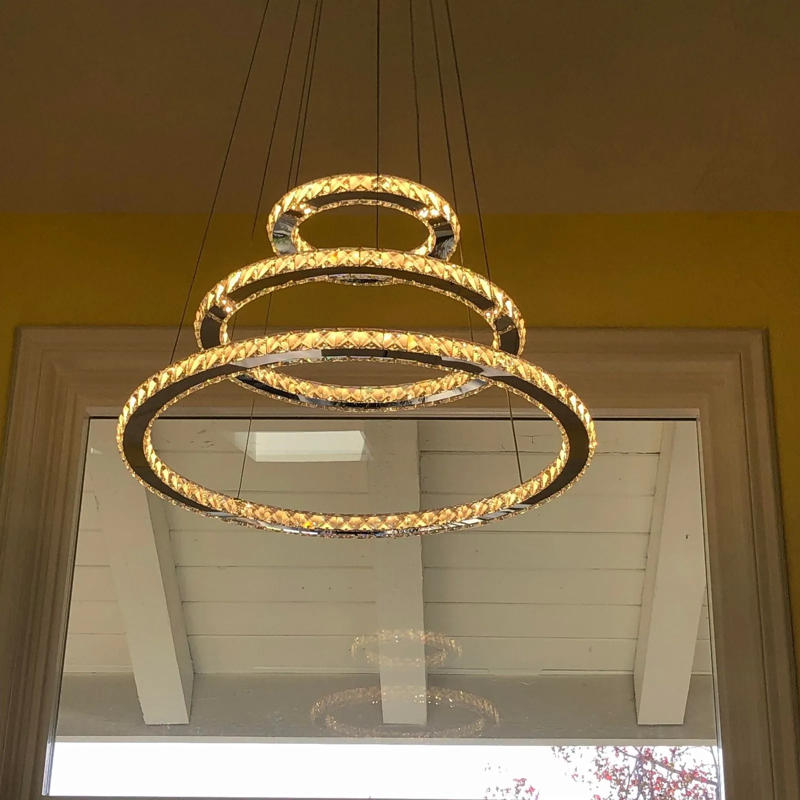 Light Luxury 5/6/7 Rings Crystal Chandelier for Staircase/Foyer/Villa