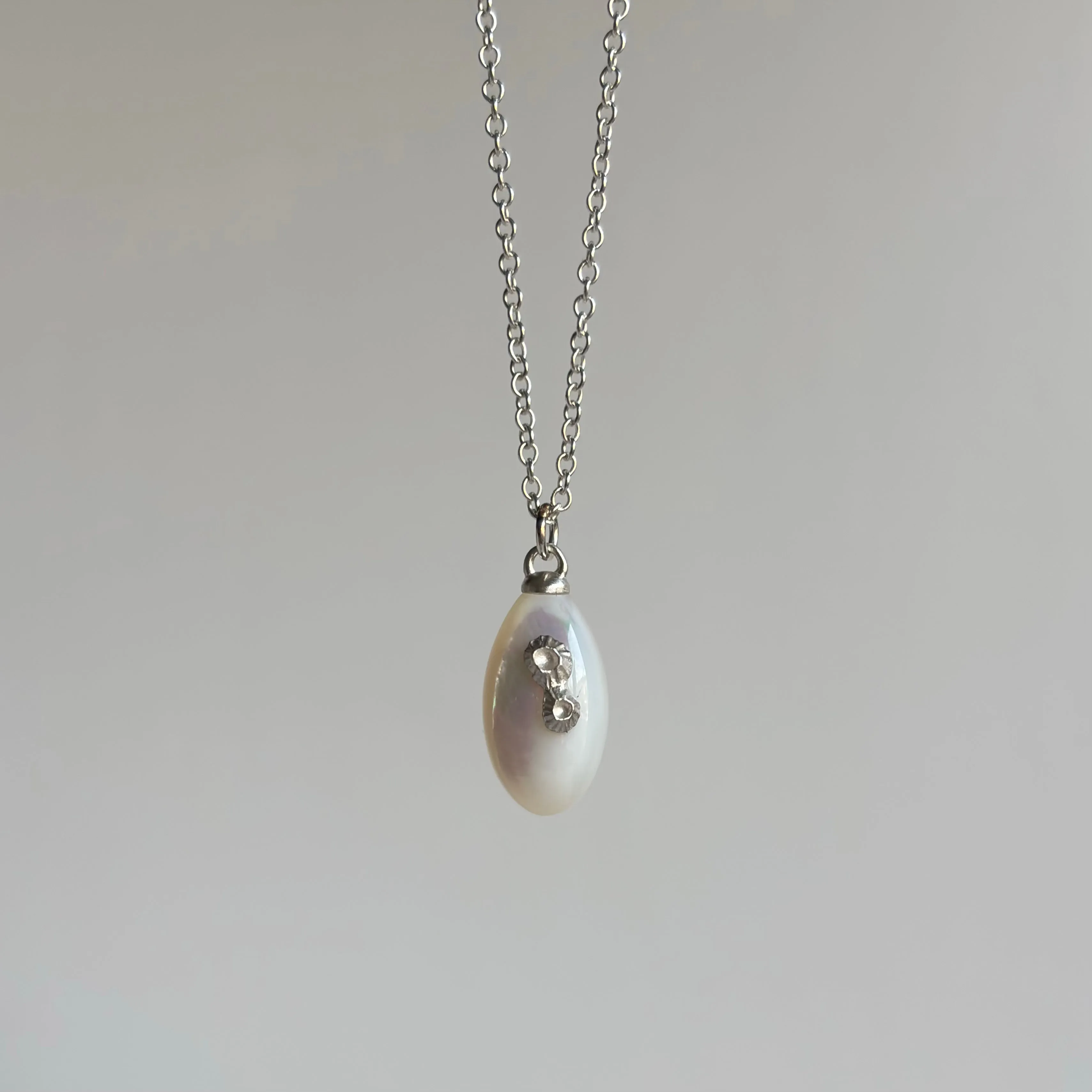 Little Mother of Pearl Necklace with Silver Barnacles