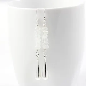 Long Rainbow Moonstone Sterling Silver Earrings