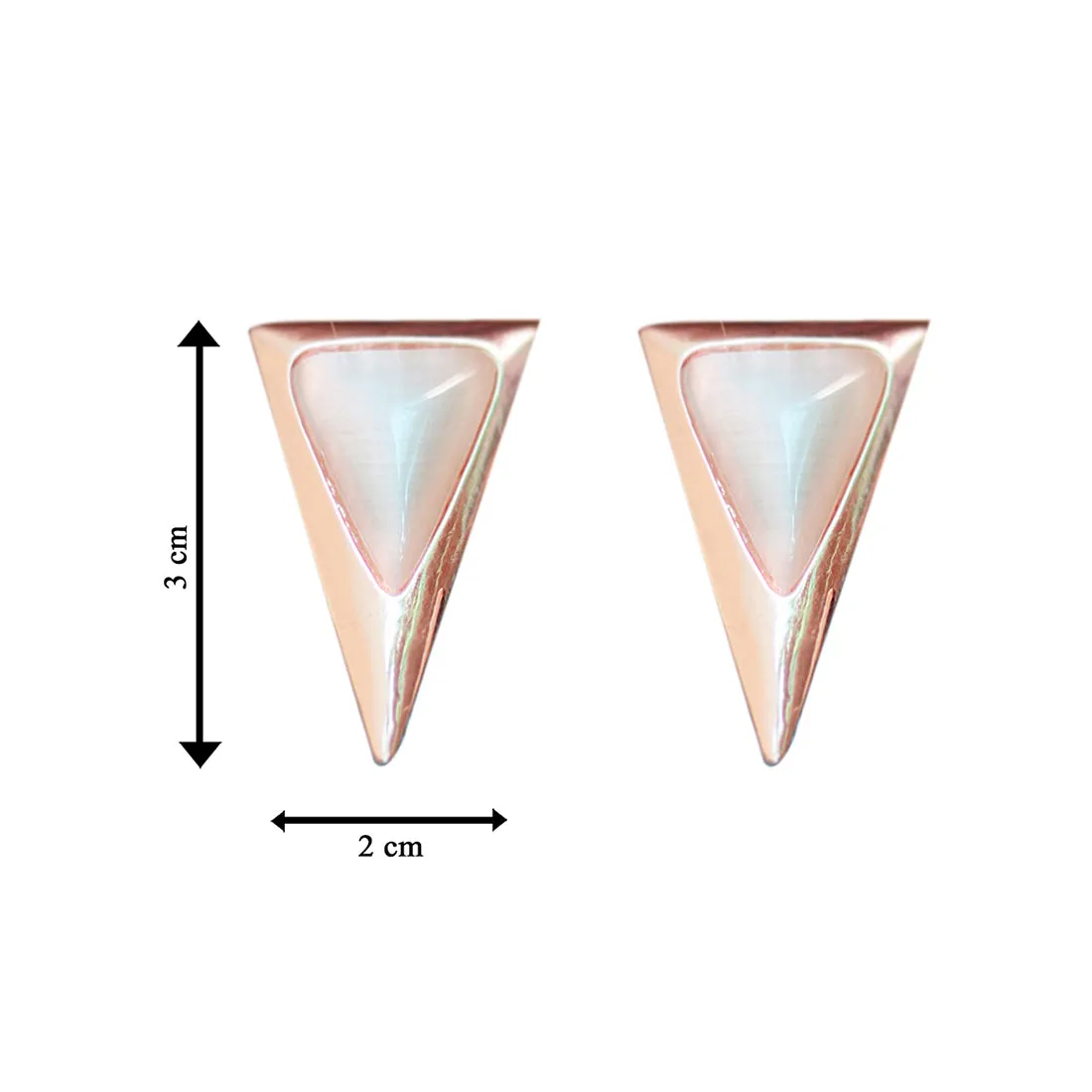 Long Triangular Moonstone Rose Gold-Toned Stud Earrings
