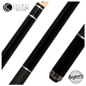 Lucasi Hybrid Midnight Black and Silver Rings Pool Cue with Sport Wrap - LHE10