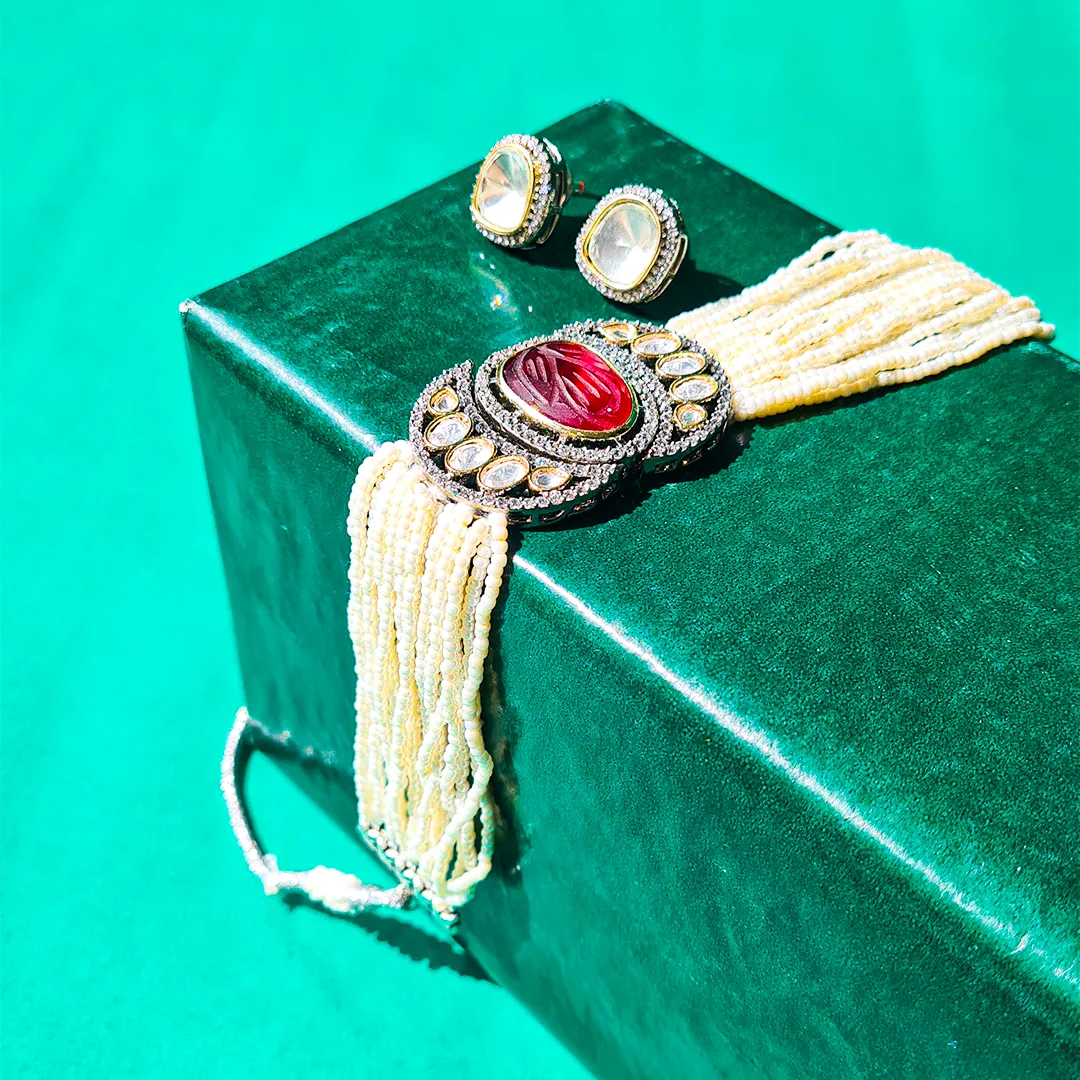 Majestic Scarlet Pearl Choker