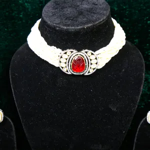 Majestic Scarlet Pearl Choker