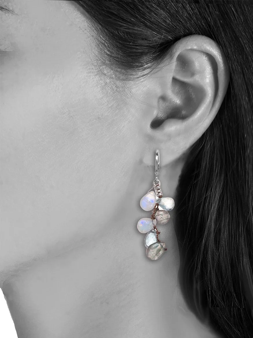 Margo Morrison Labradorite, Moonstone, & Aquamarine Earrings