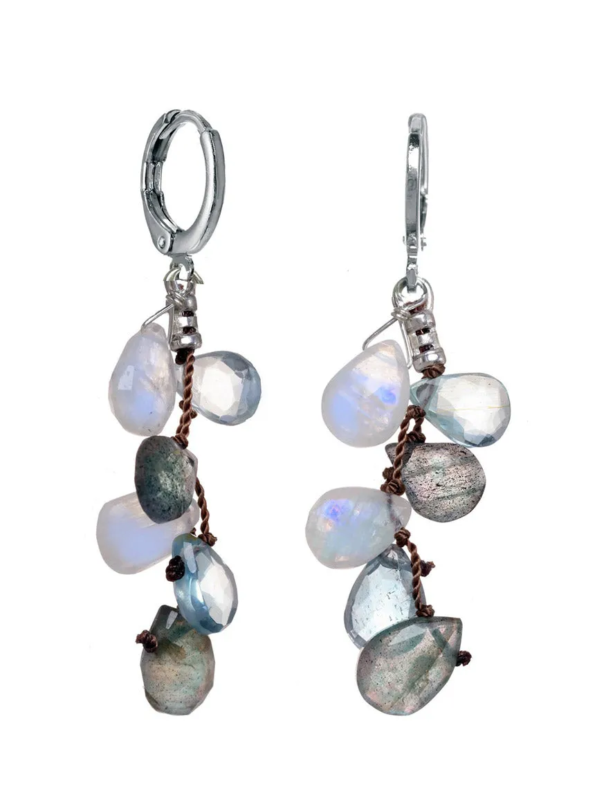 Margo Morrison Labradorite, Moonstone, & Aquamarine Earrings