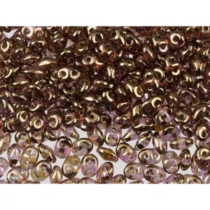 Matubo SuperDuo 2 x 5mm Gold/Smokey Topaz Luster 2-Hole Seed Bead 2.5-Inch Tube