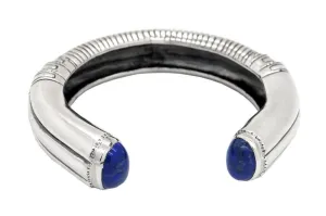 Mens Sterling Silver Cuff: Bracelet With Lapis Lazuli