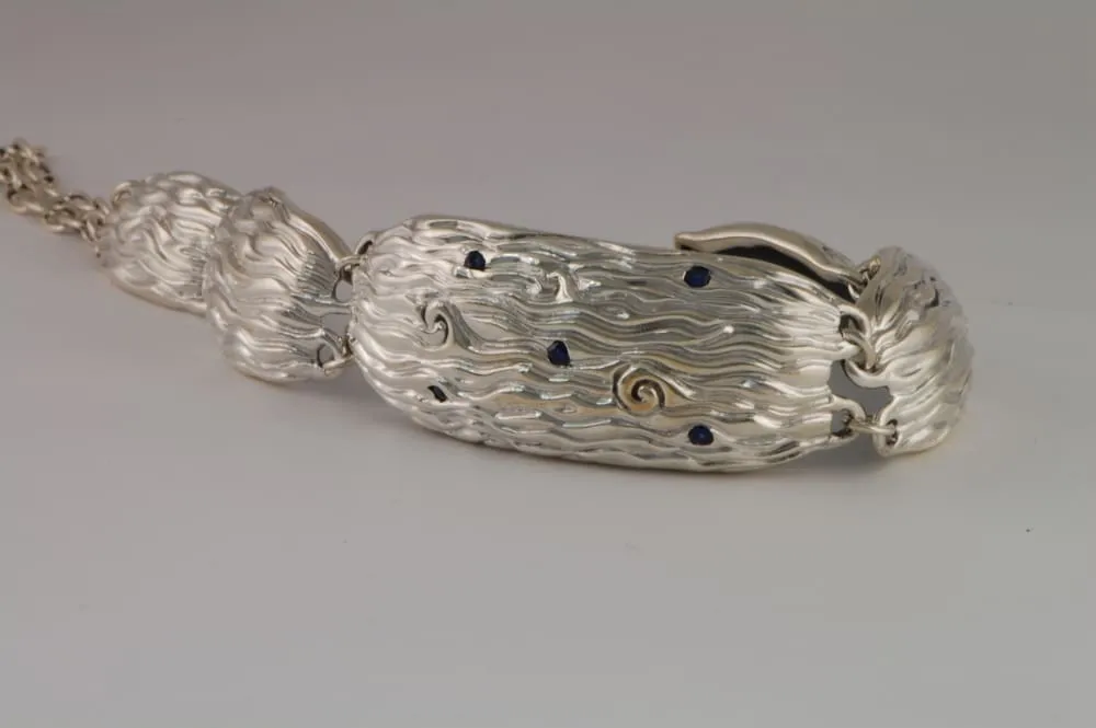Mens Sterling Silver Cuff: Bracelet With Lapis Lazuli