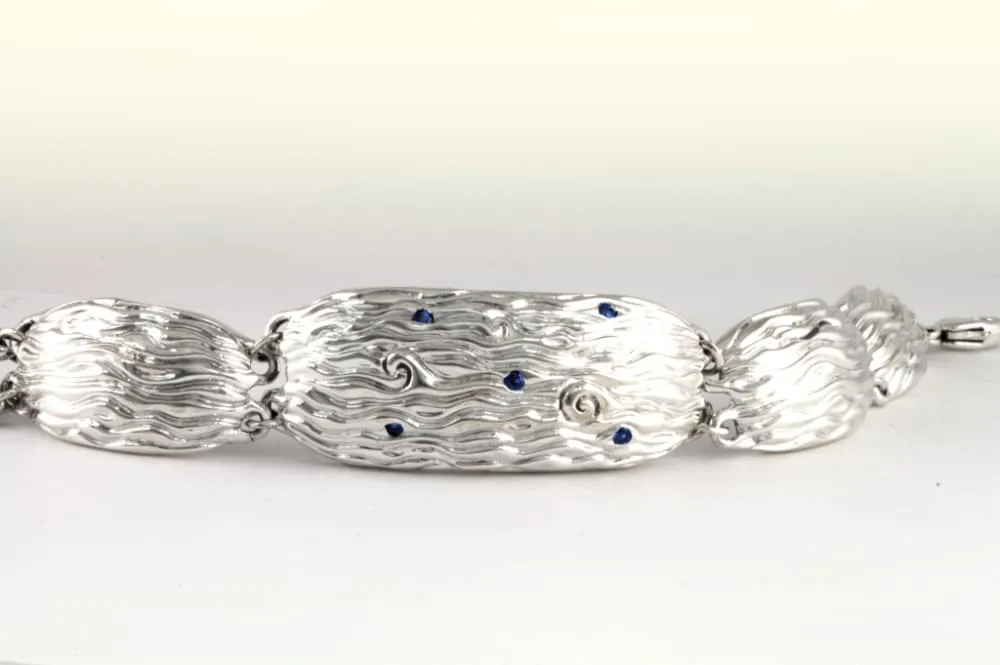 Mens Sterling Silver Cuff: Bracelet With Lapis Lazuli