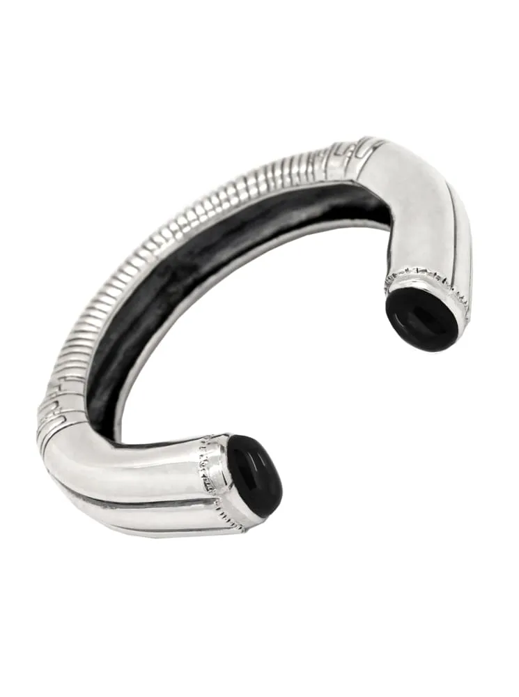 Mens Sterling Silver Cuff: Bracelet With Lapis Lazuli