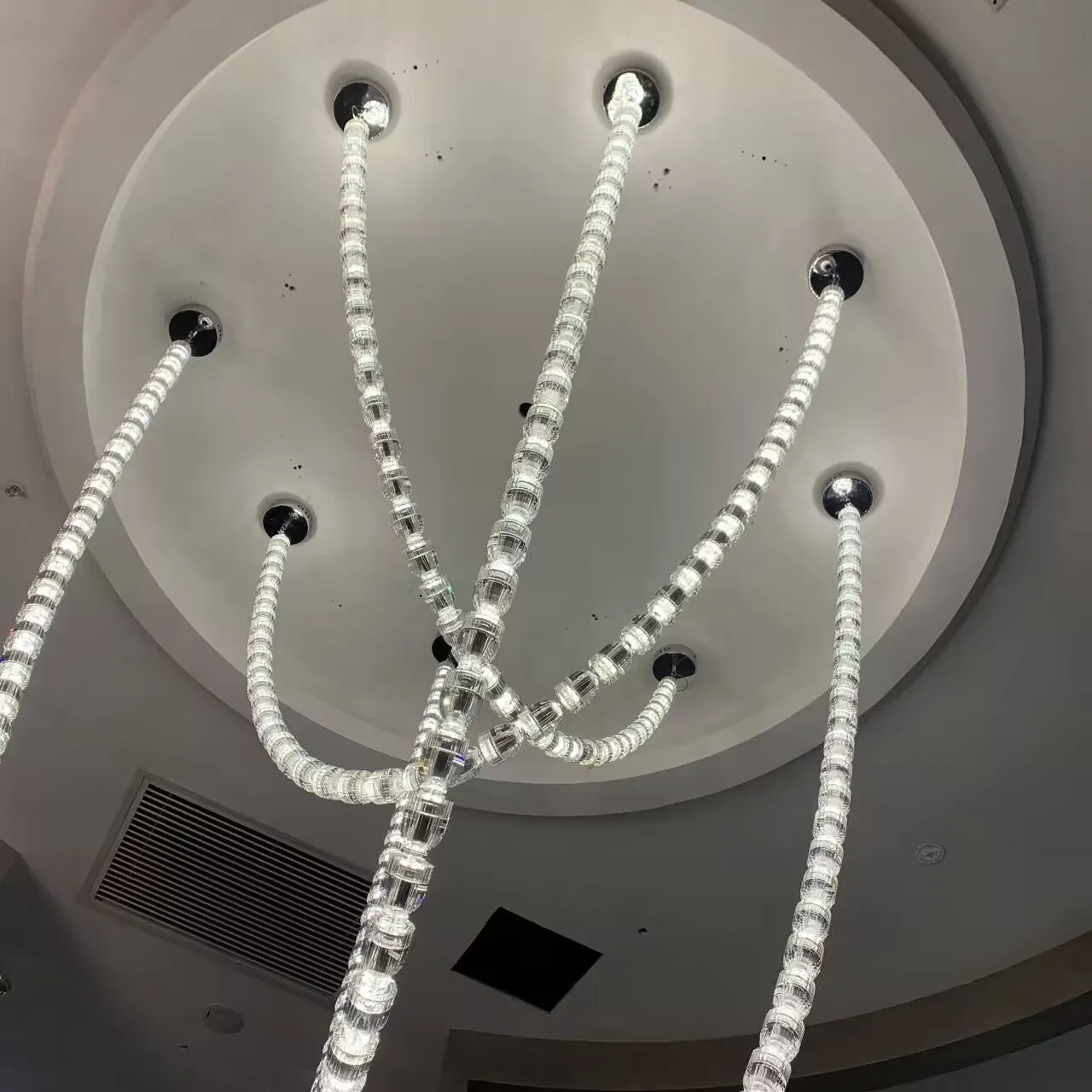 Modern Bullet Crystal Chain Chandelier for Living Room/Srtaircase/Foyer/Hotel/Restaurant