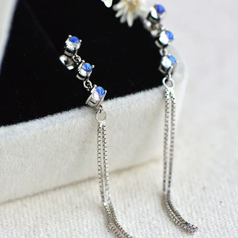 Moonstone Earrings in White Gold Plated Sterling Silver June Birthstone Jewelry For Women