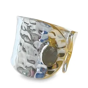Moonstone Hammered Wrap Ring