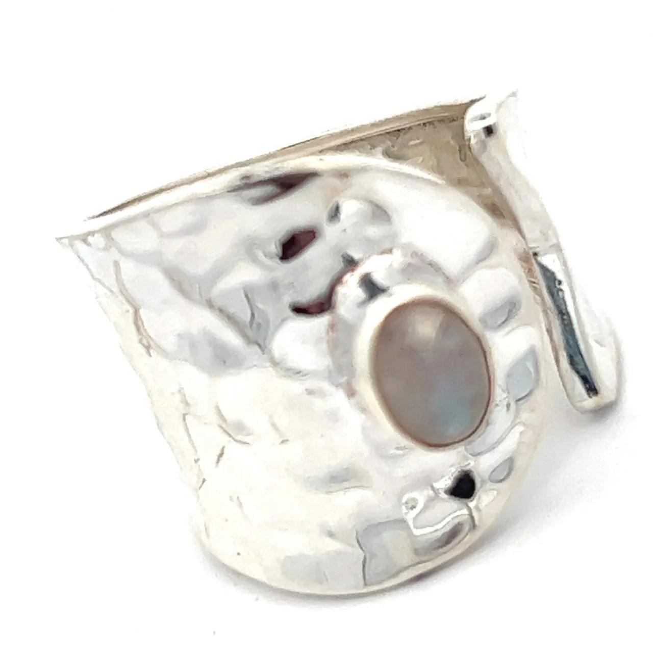 Moonstone Hammered Wrap Ring