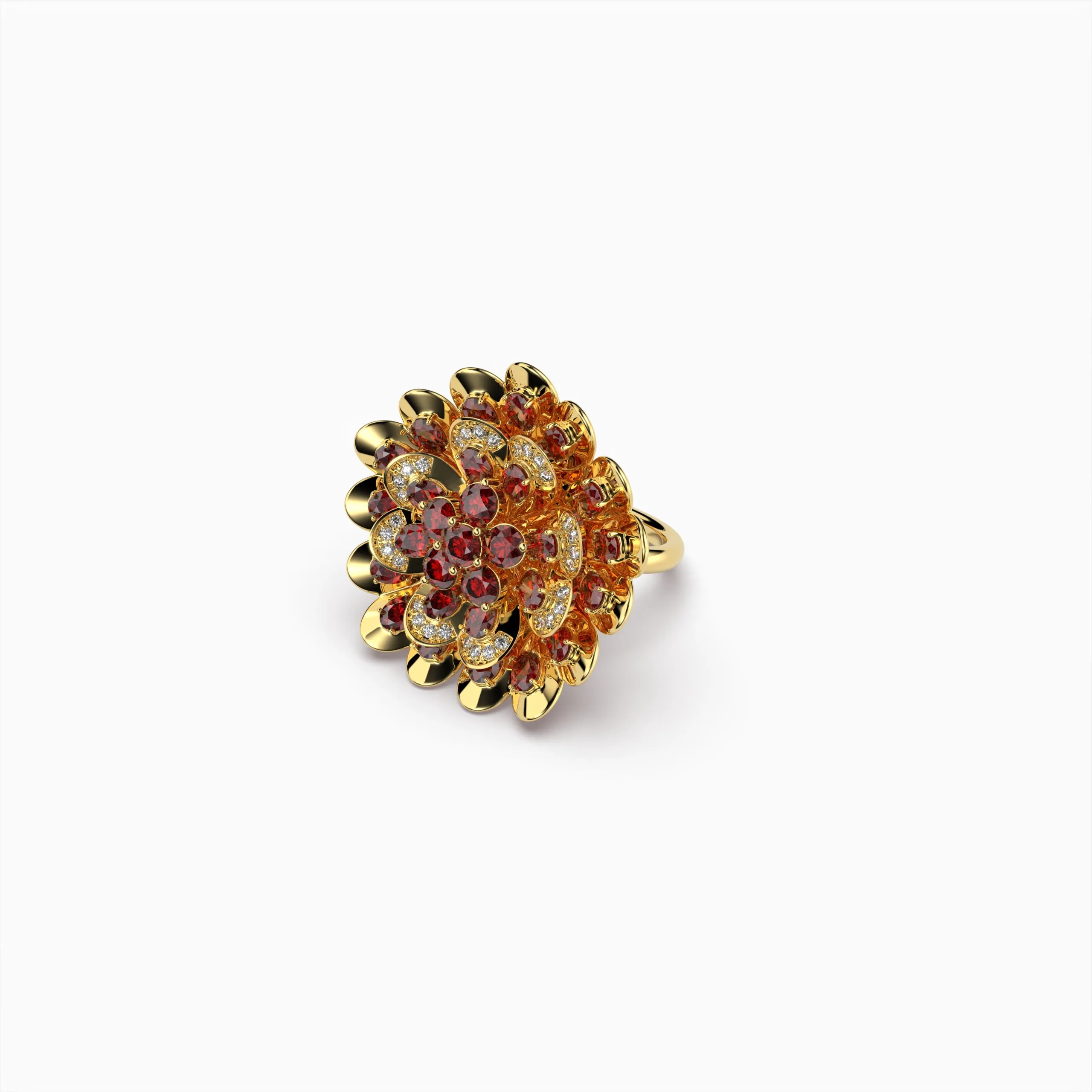 Natural Ruby Ring Cocktail Flower Shape - Rose
