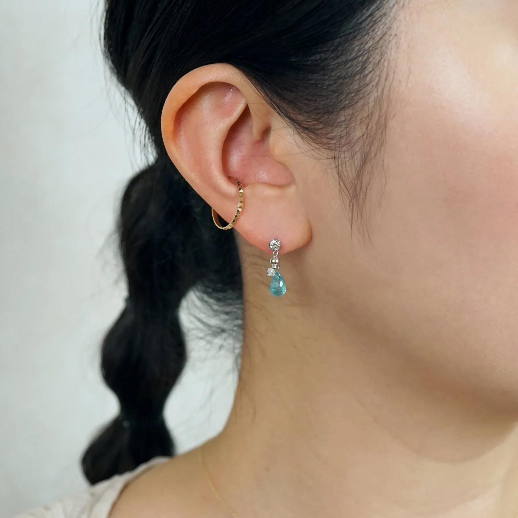 [Palette] 10K Apatite Drop Charms (White Gold)