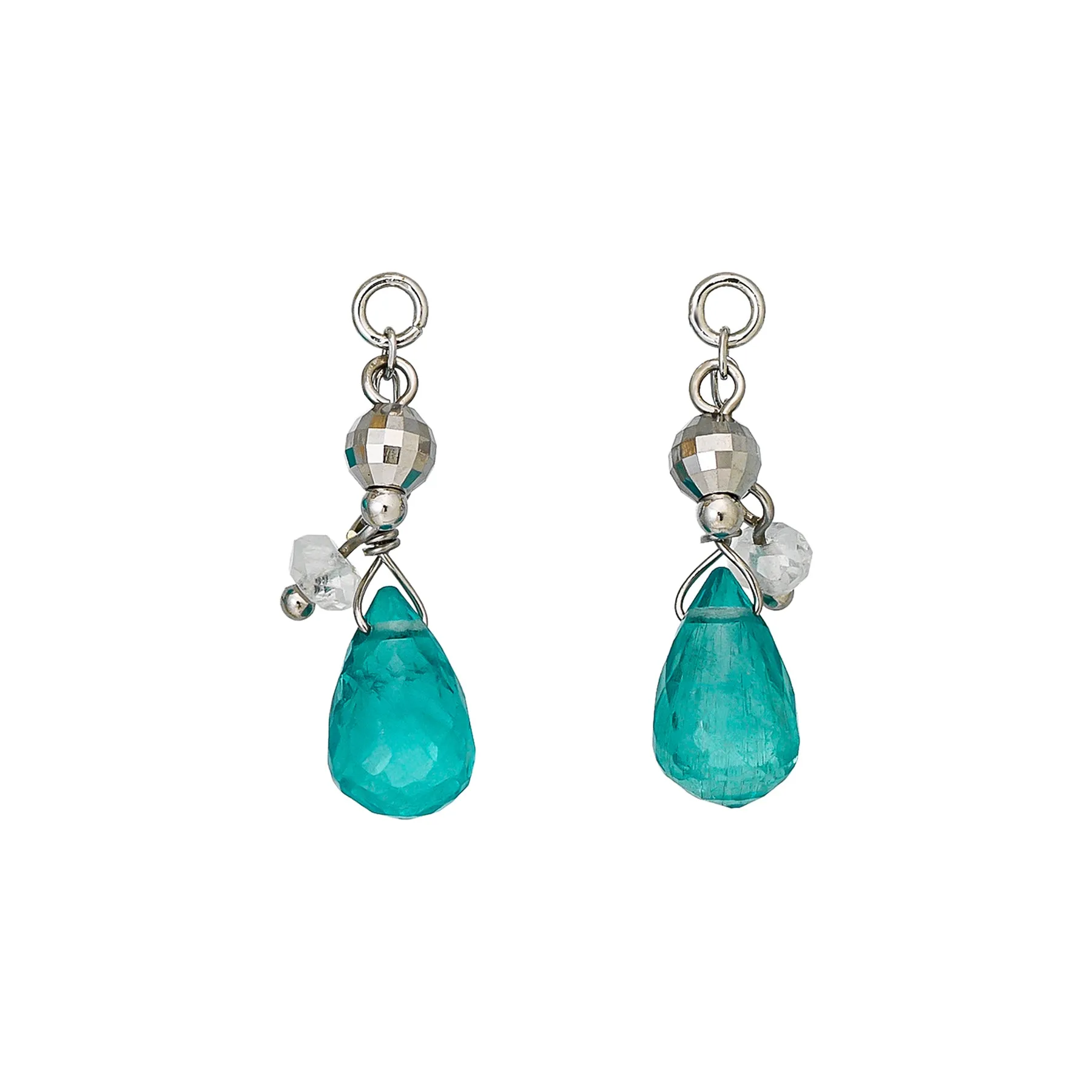 [Palette] 10K Apatite Drop Charms (White Gold)