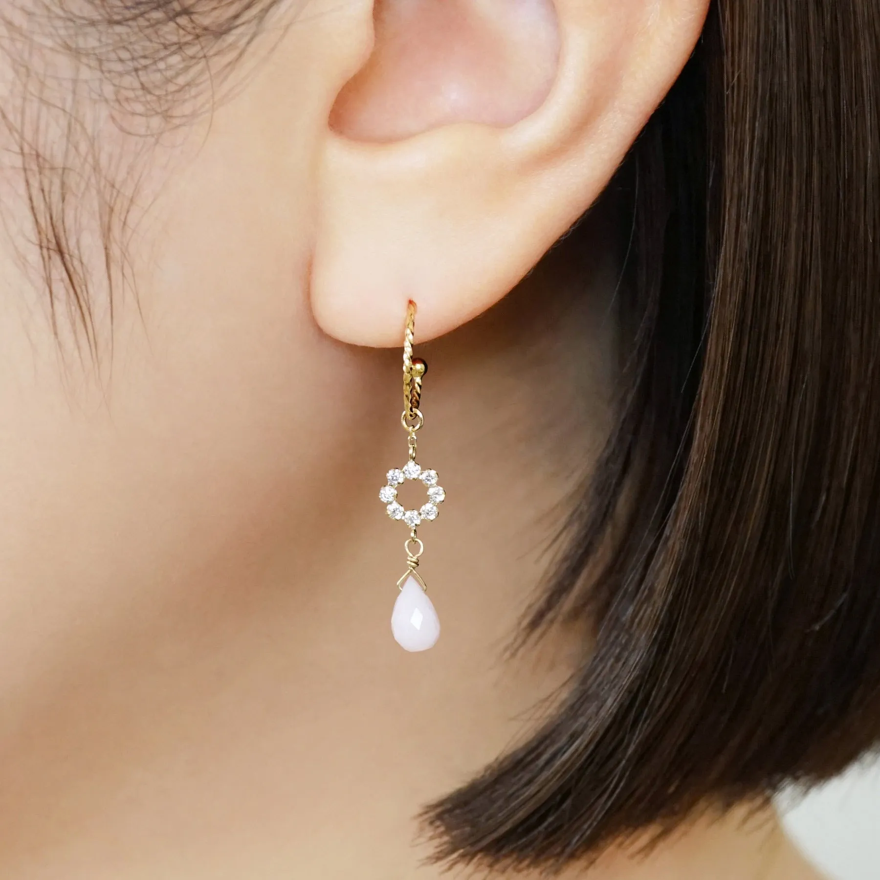 [Palette] 10K Pink Opal Charms (Yellow Gold)