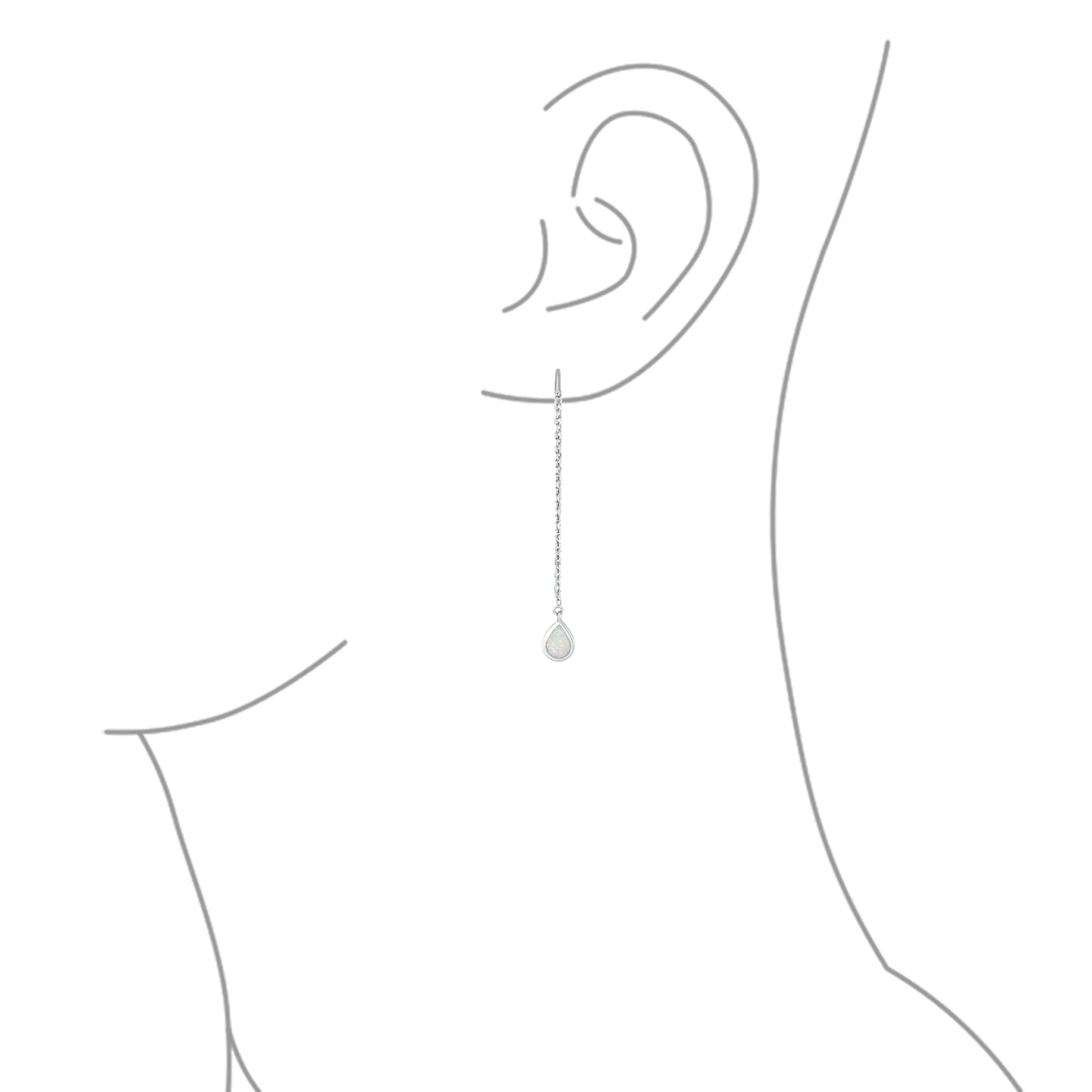 Pear Shaped Dangle Gemstone Earrings with Opal Inlay on Sterling Silver Chain