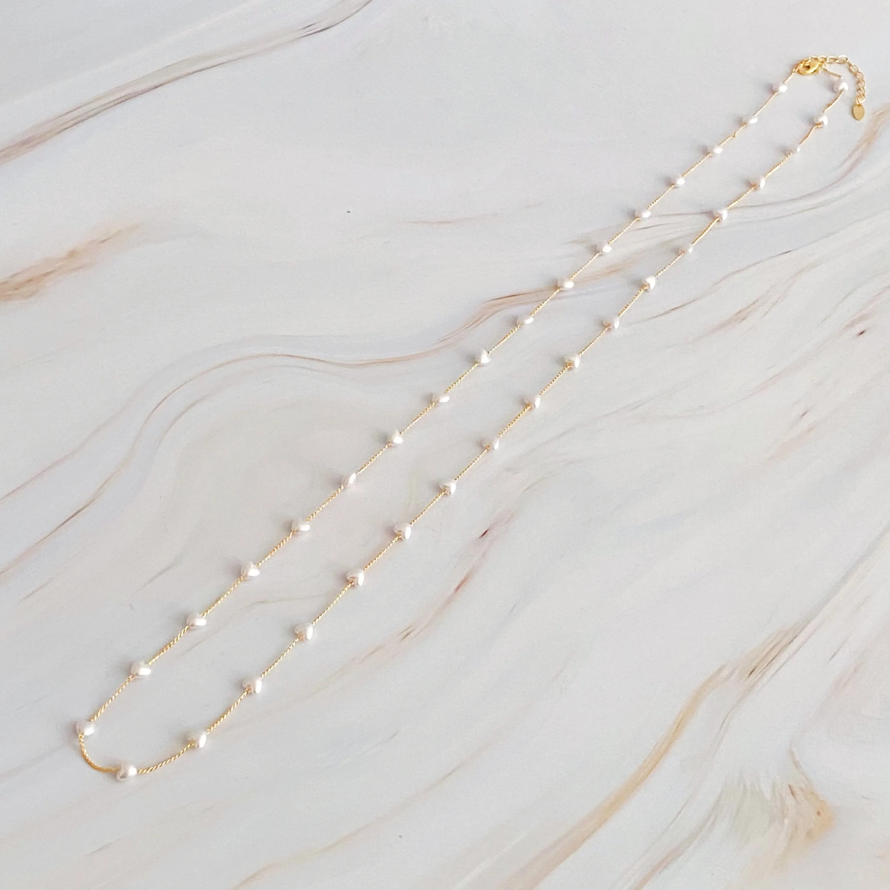Pearl Heart Long Chain Necklace