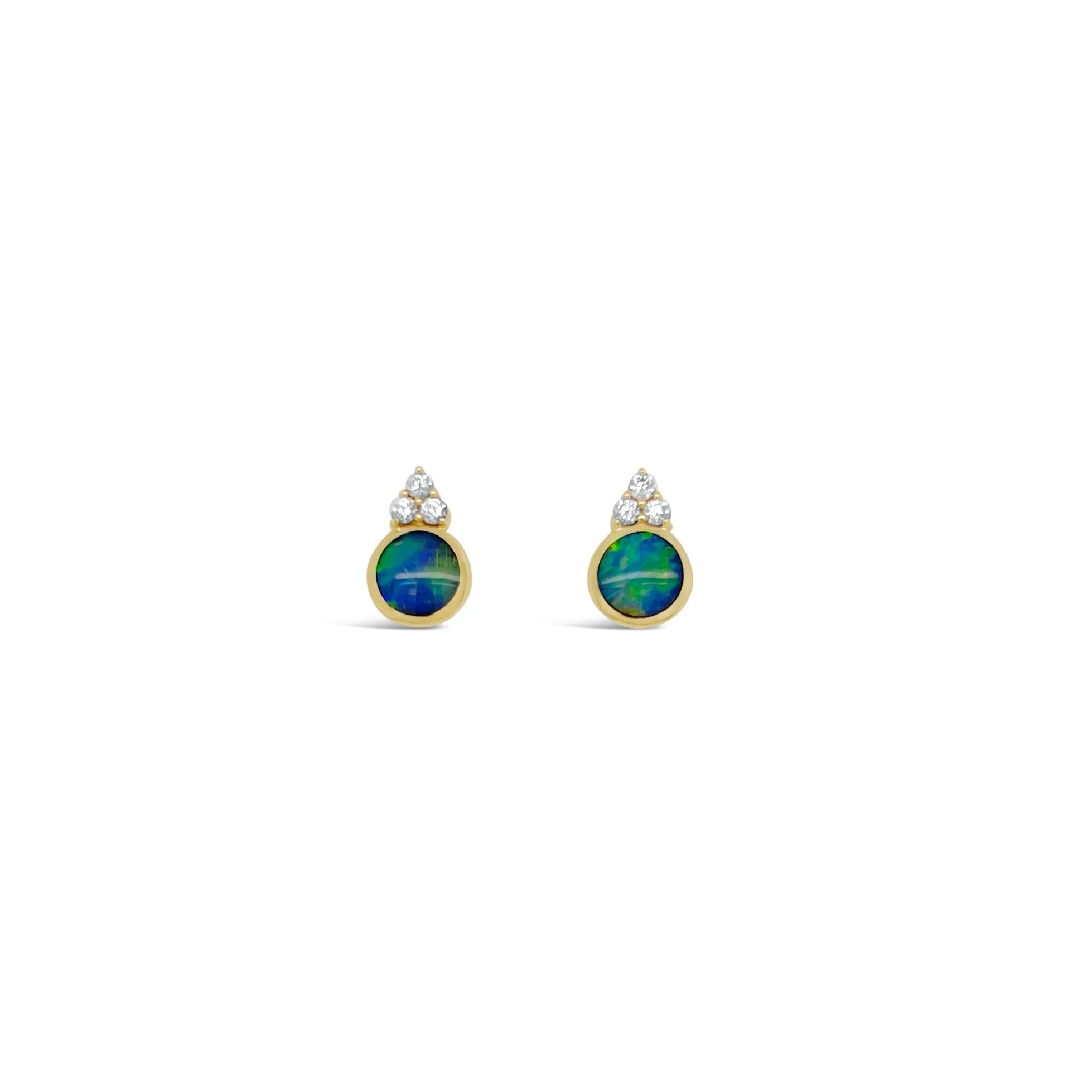Petite Black Opal & Diamond Stud Earrings