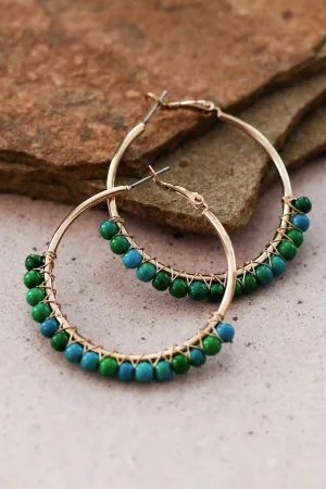 Phoenix Lapis Lazuli Stone Beaded Hoop Earrings