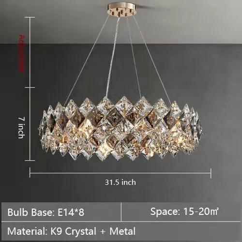 Prismatic Crystal Chandelier For Living Room Dining Room Ceiling Light