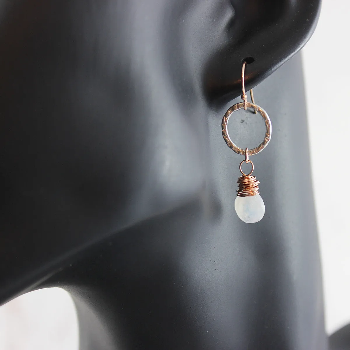 Rainbow Moonstone Mixed Metal Dangle Earrings
