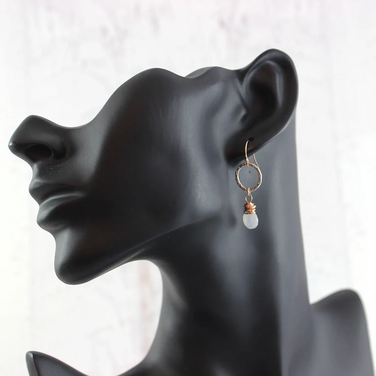 Rainbow Moonstone Mixed Metal Dangle Earrings