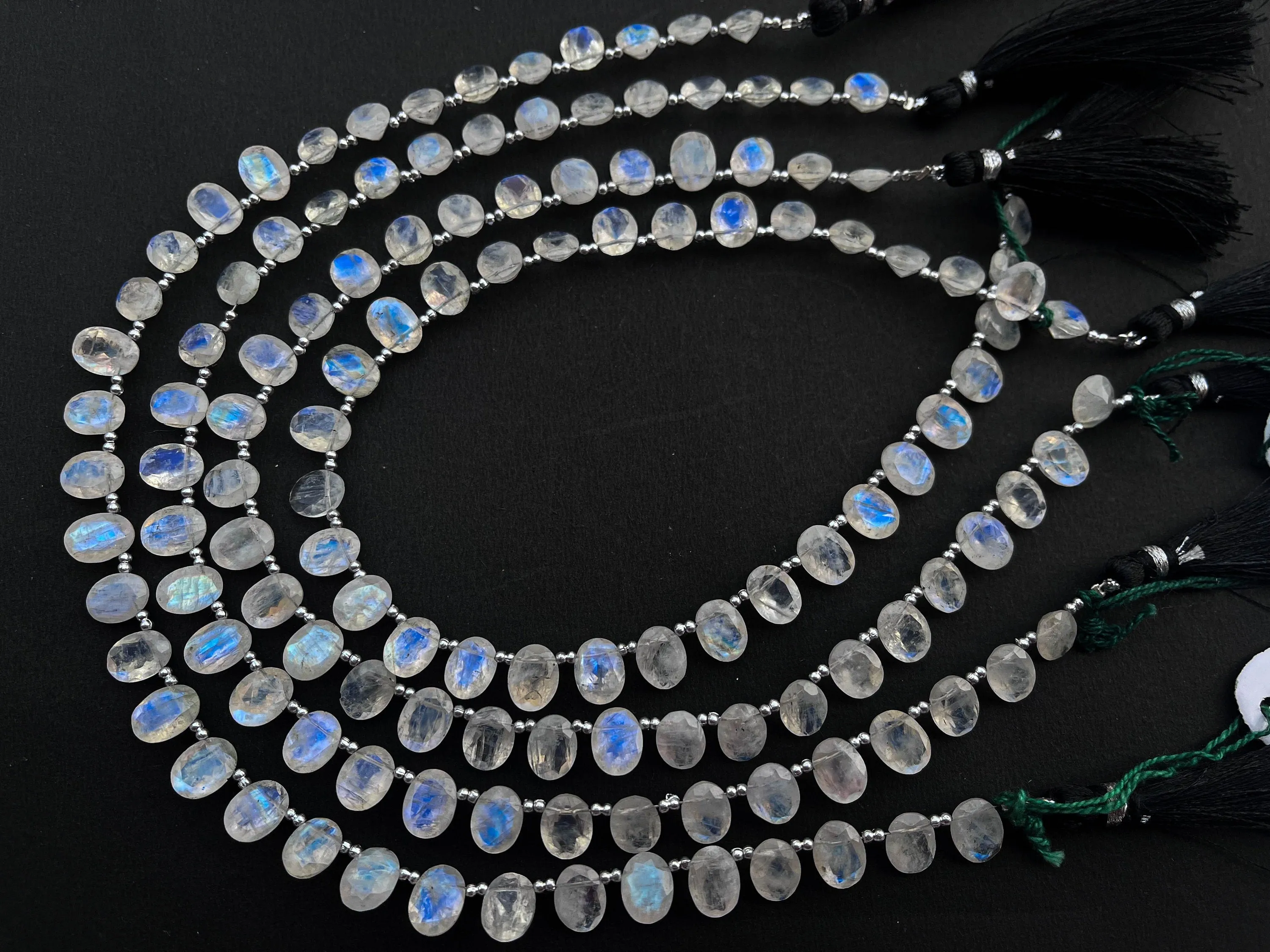 Rainbow Moonstone Oval Shape Cut stone Beads