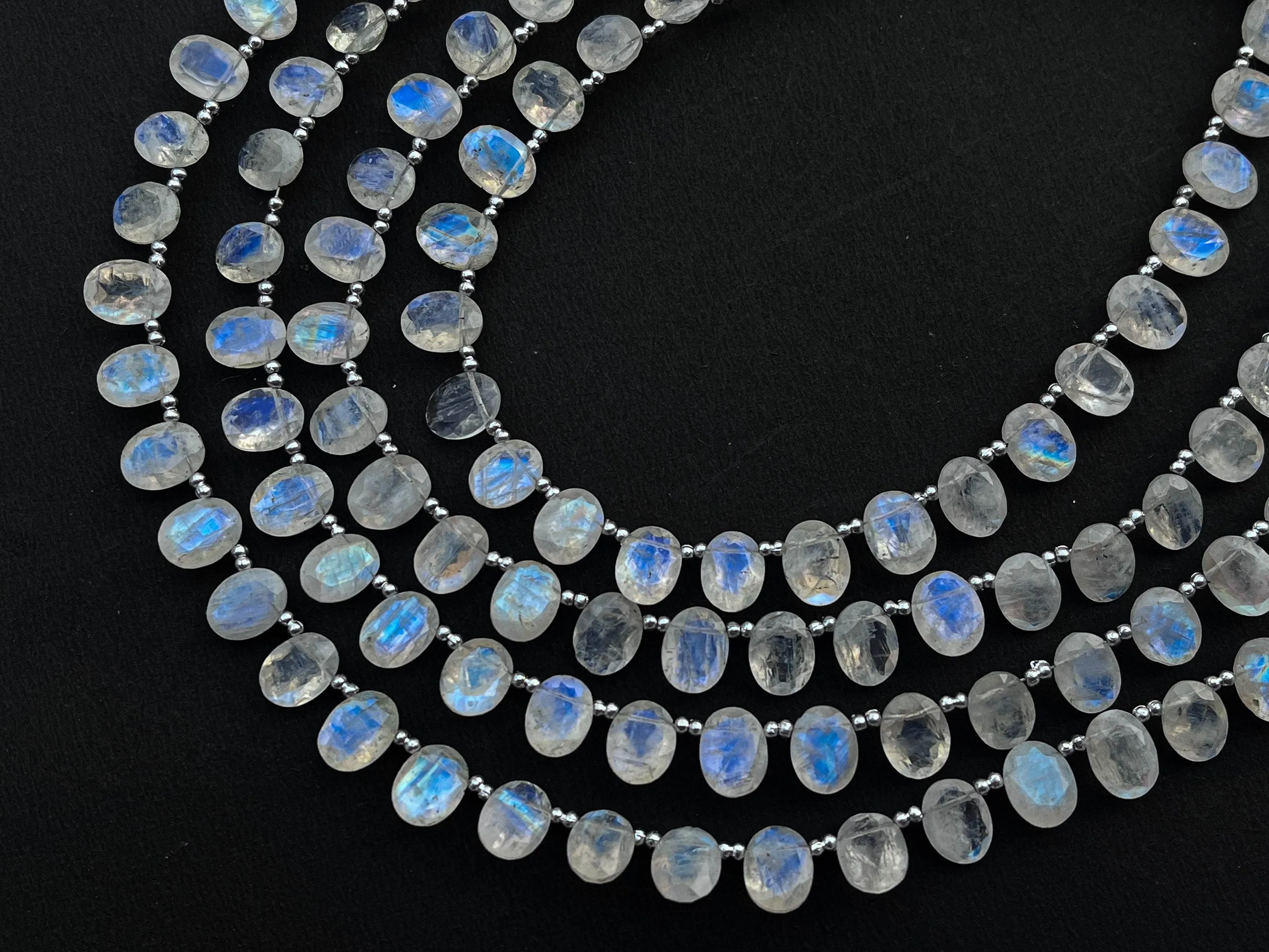 Rainbow Moonstone Oval Shape Cut stone Beads