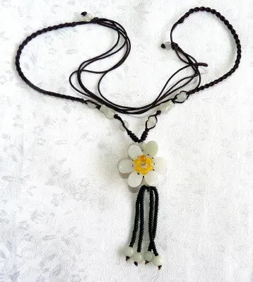 Sale-"Double Daisy" Burmese Jadeite Necklace (JHNECK56)