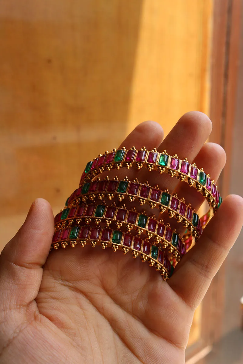 Set of 4 Ruby Green Bangles