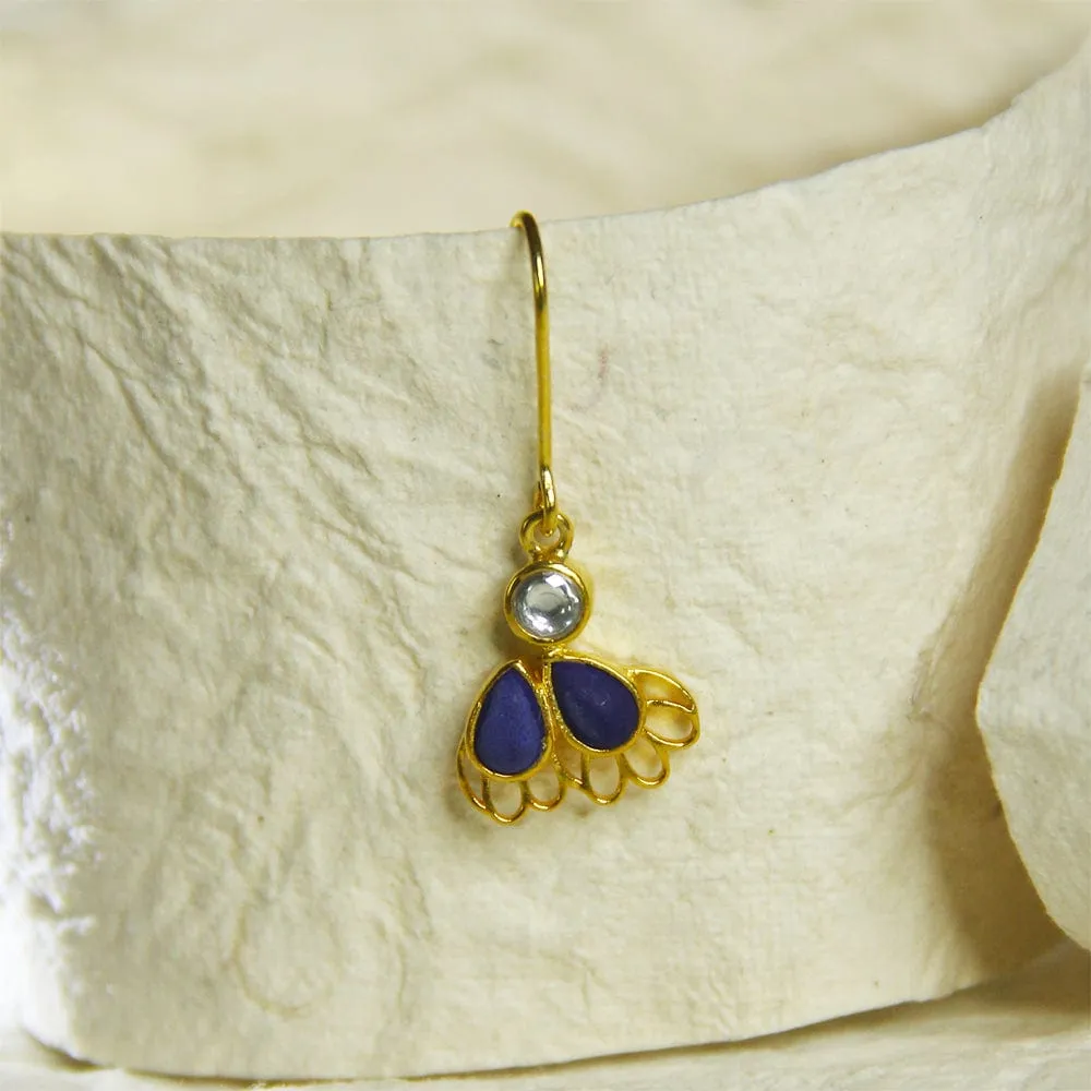 Silver Blue Lapis Butterfly Earrings