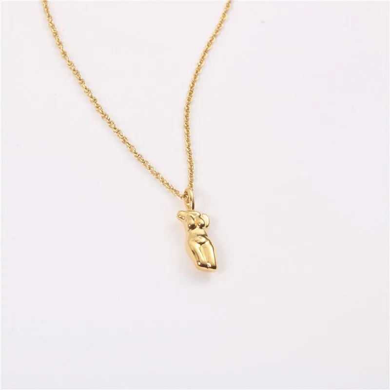Simple Abstract Body Gold Plated Necklace