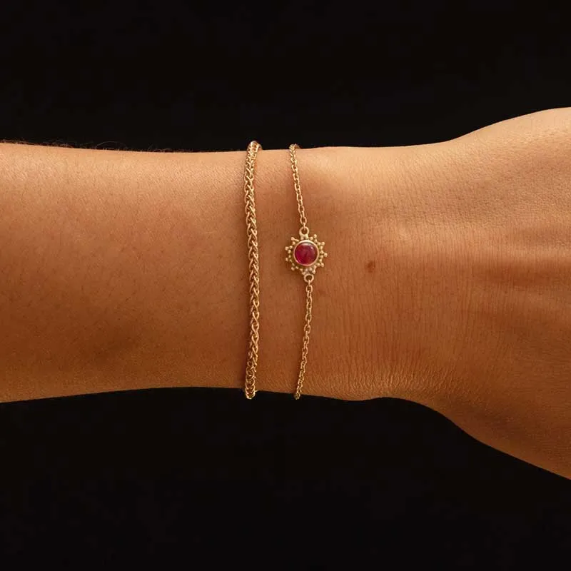 Soleil Bracelet, Ruby, 9kt Yellow Gold