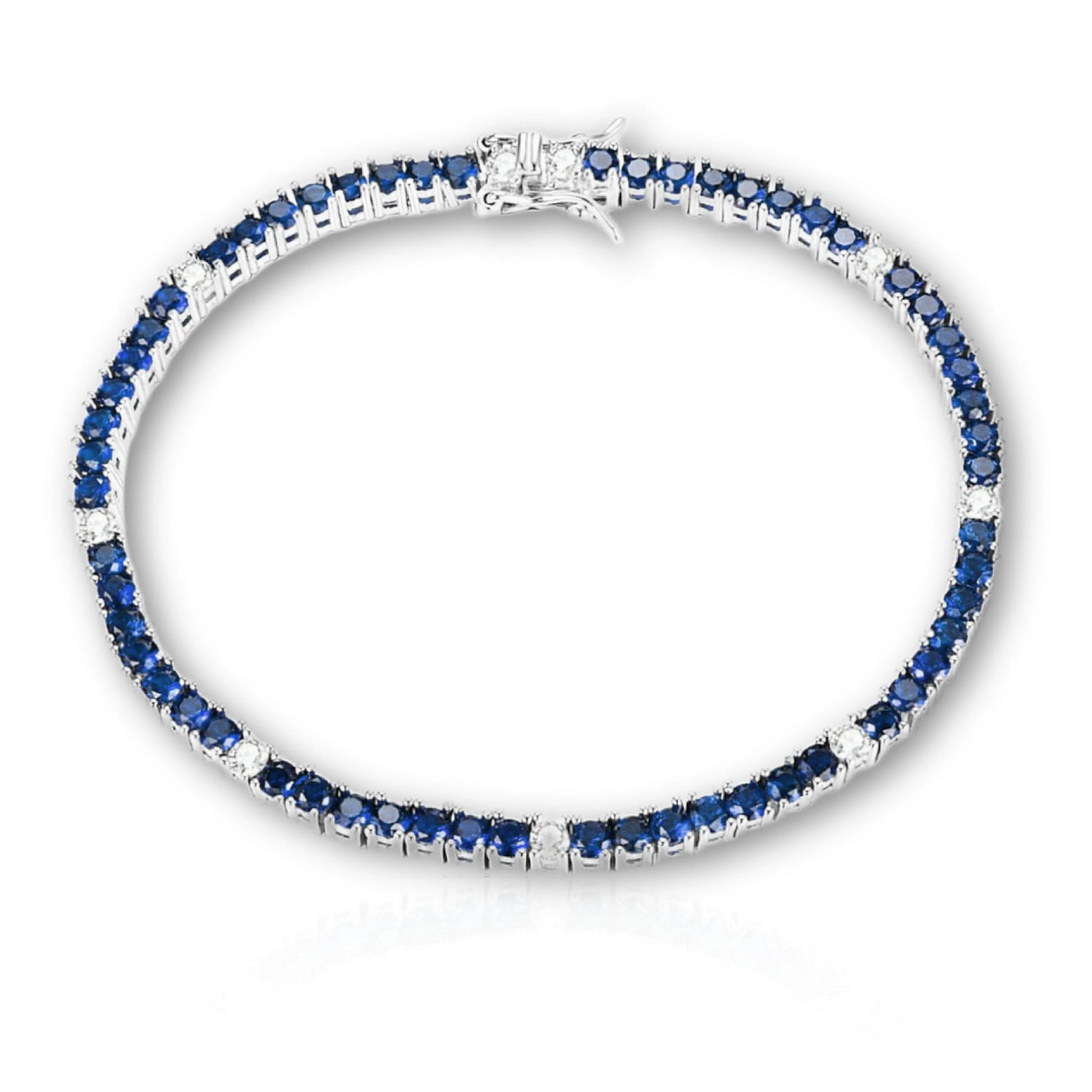 Sterling Silver Ruby, Emerald, and Sapphire Colored CZ Stone Bracelet