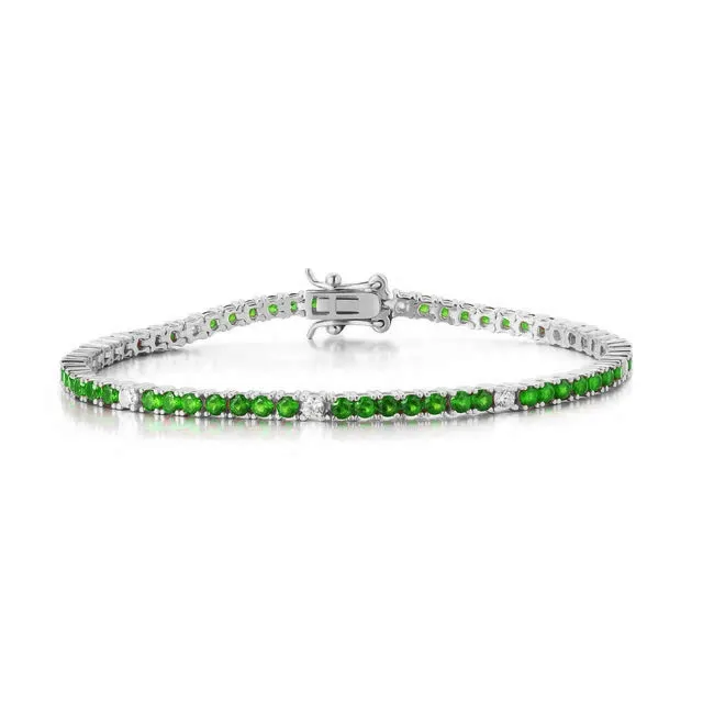 Sterling Silver Ruby, Emerald, and Sapphire Colored CZ Stone Bracelet