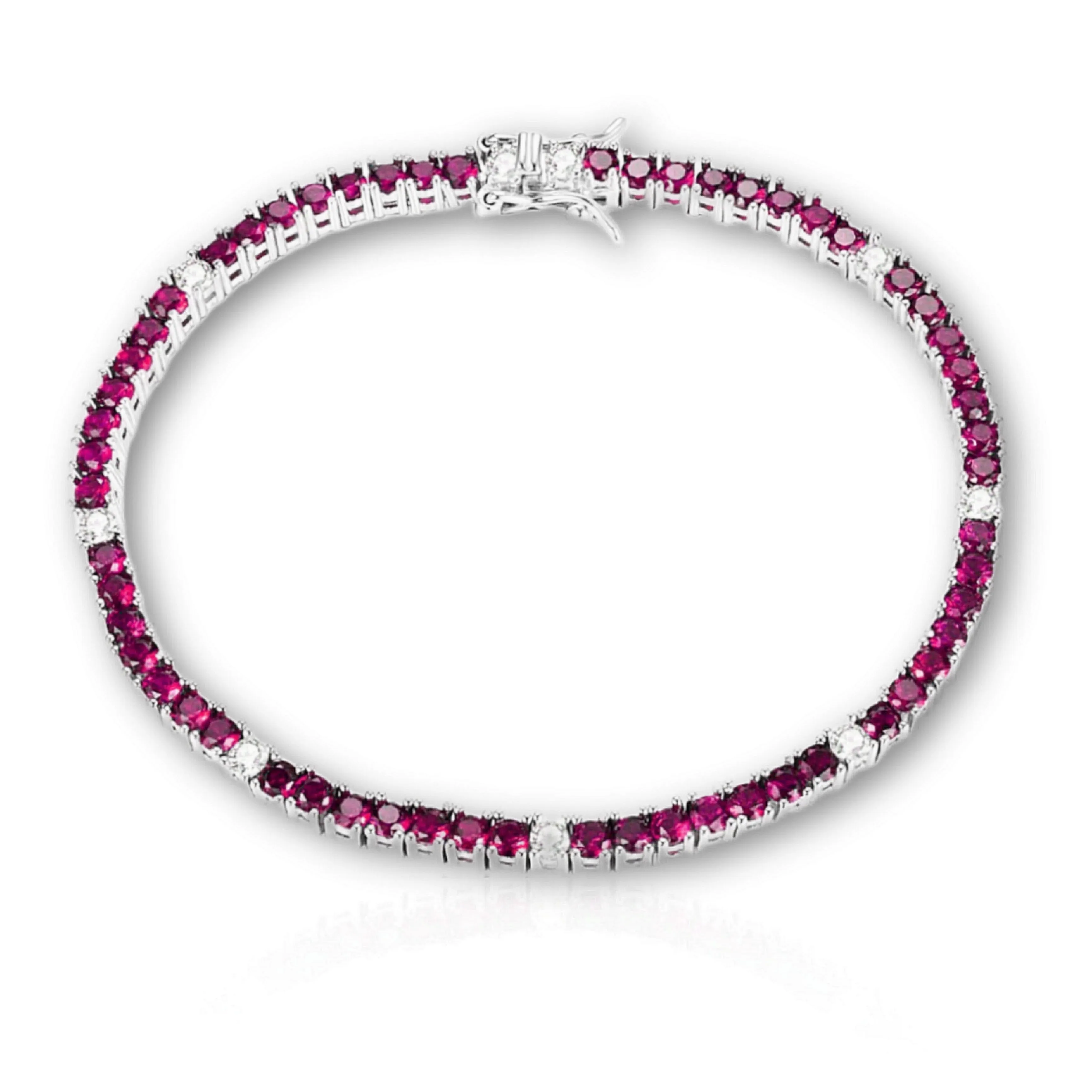 Sterling Silver Ruby, Emerald, and Sapphire Colored CZ Stone Bracelet