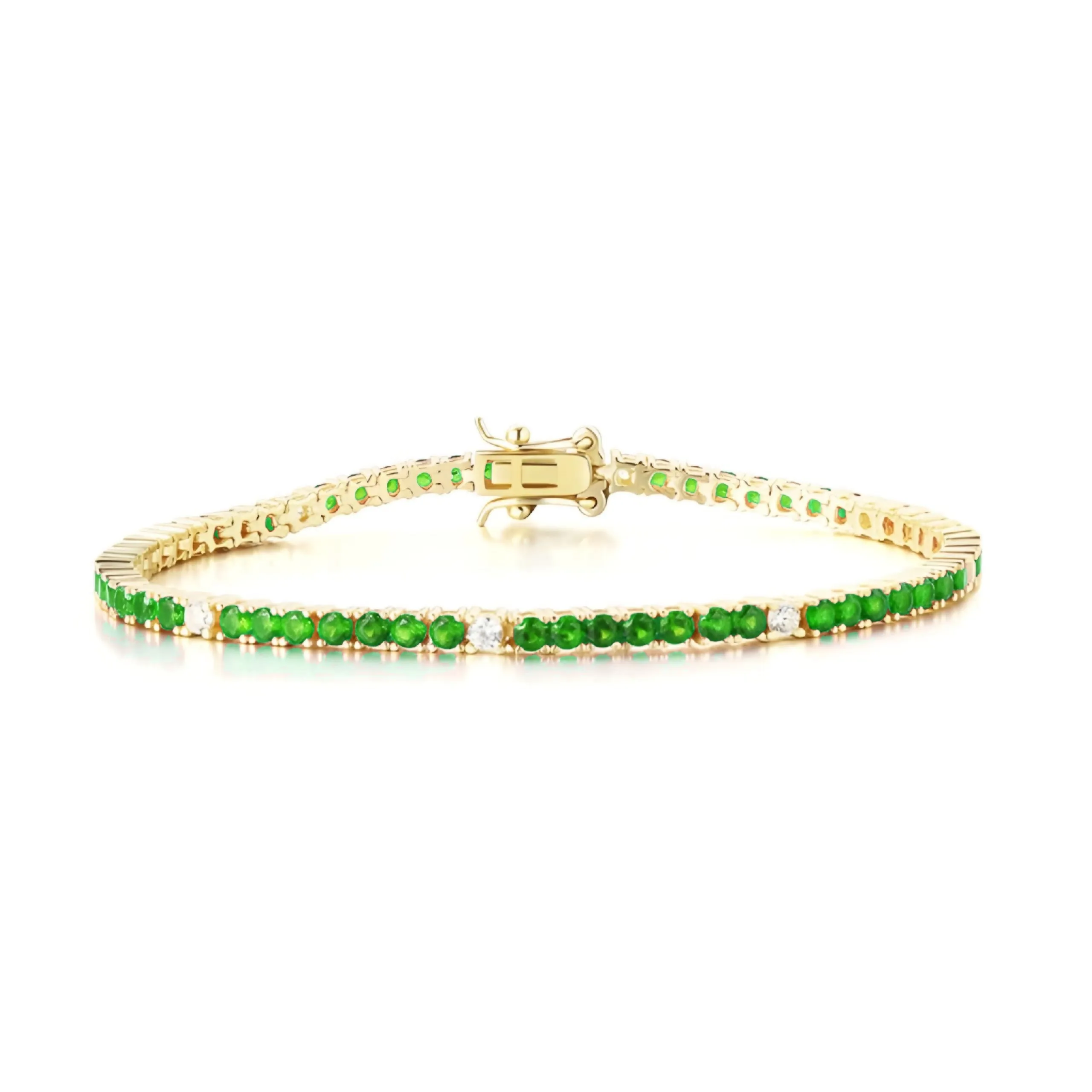 Sterling Silver Ruby, Emerald, Sapphire, or Black Colored CZ Stone Bracelet