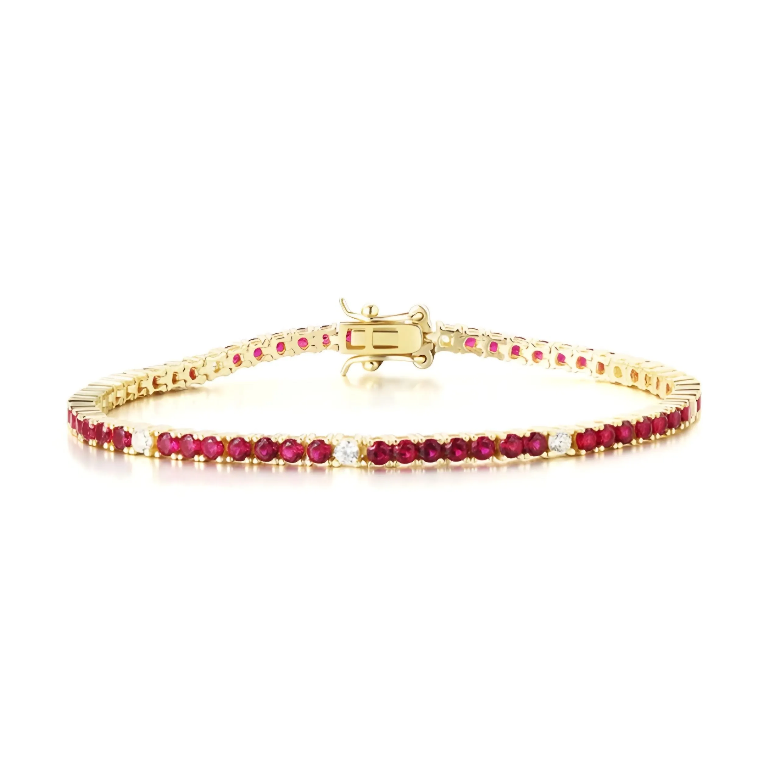 Sterling Silver Ruby, Emerald, Sapphire, or Black Colored CZ Stone Bracelet