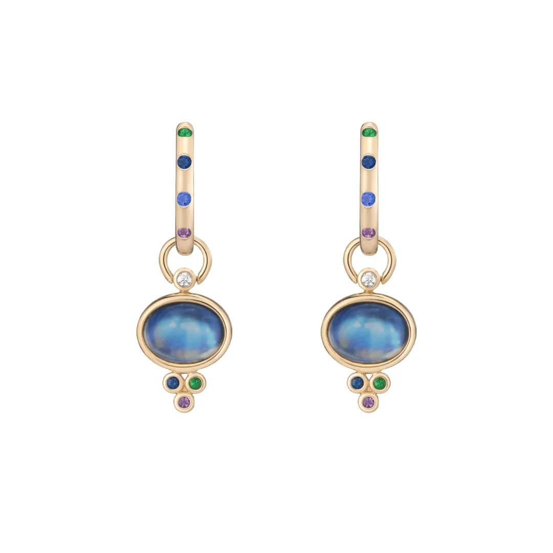 trio earrings, moonstone   cool mix