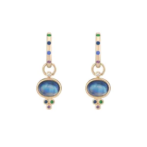 trio earrings, moonstone   cool mix